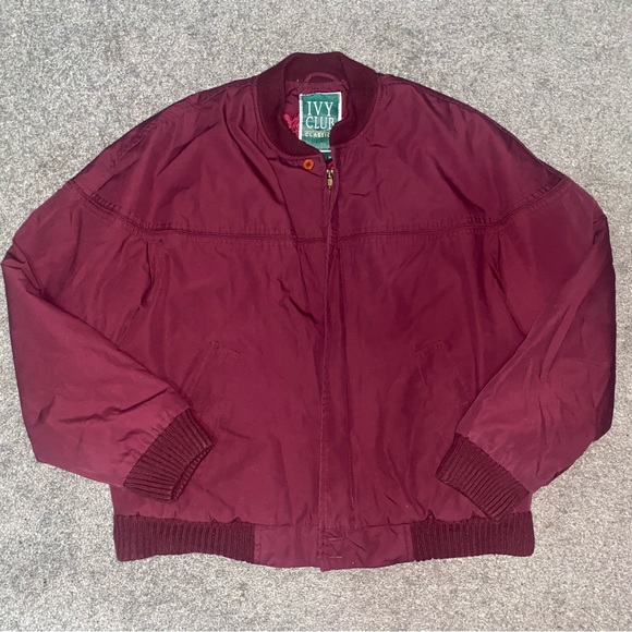 Vintage 80's Ivy Club Classic Jacket Men Medium Bomber Jacket Maroon - Picture 1 of 6